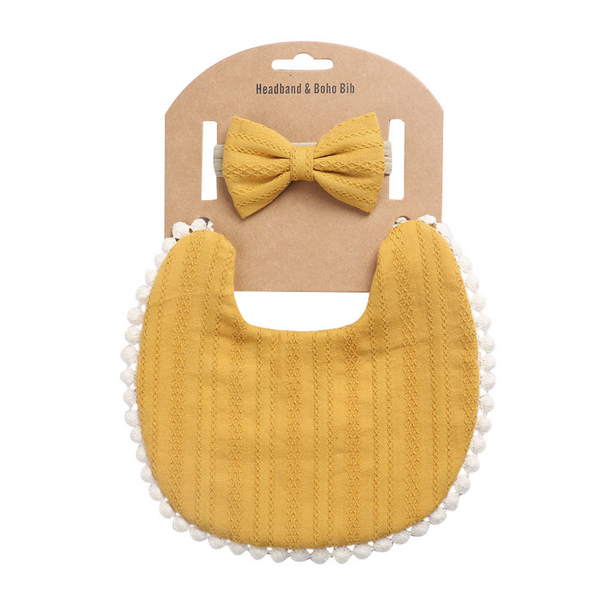 Cotton Bib & Headband - Mustard Yellow