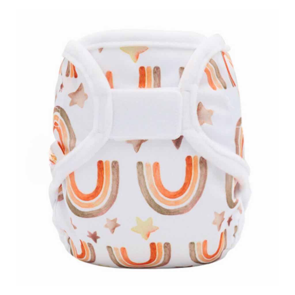 Minky Velcro Cover Cloth Nappy (2-5 months) - Rainbow Stars